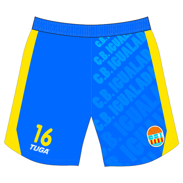 Pantalon basquet personalizado CB Igualada azul amarillo Tuga Teams